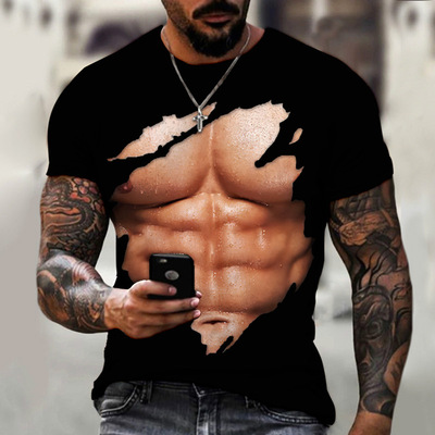 Men's Breathable Printed Casual T-Shirt男士透气印花休闲 T 恤