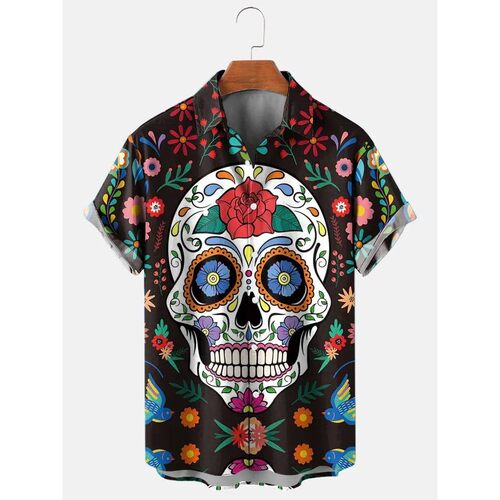Short sleeved printed top with front placket对襟短袖印花上衣