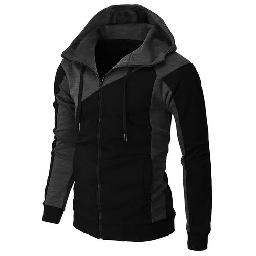 Contrast slim fitting hooded men's coat撞色修身连帽男士外套