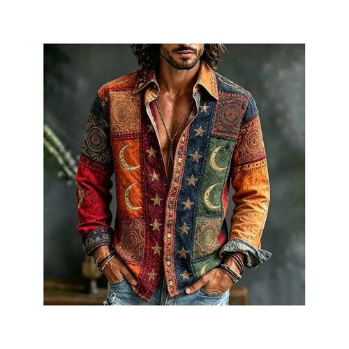 印花宽松长袖T恤衫 Printed loose long sleeved T-shirt for men