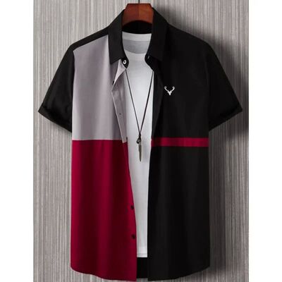 撞色印花短袖薄款上衣Contrast printed short sleeved thin top