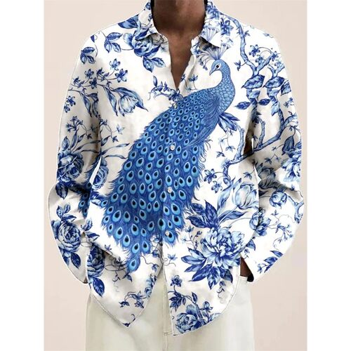 印花翻领长袖开衫Printed collar long sleeved cardigan for men