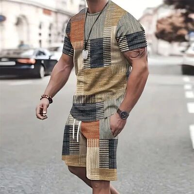 XJGOOD男士拼色抽绳两件套