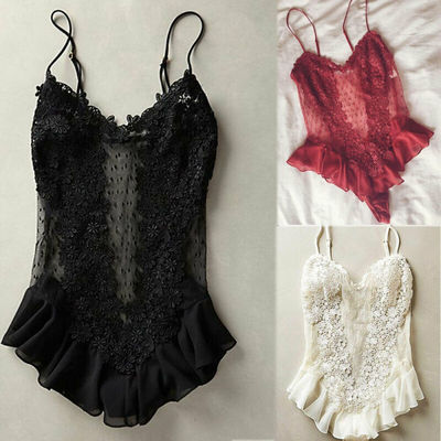 Solid Lace Sling Sleeveless Bodysuit纯色蕾丝吊带紧身连体衣女