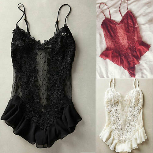 Solid Lace Sling Sleeveless Bodysuit纯色蕾丝吊带紧身连体衣女