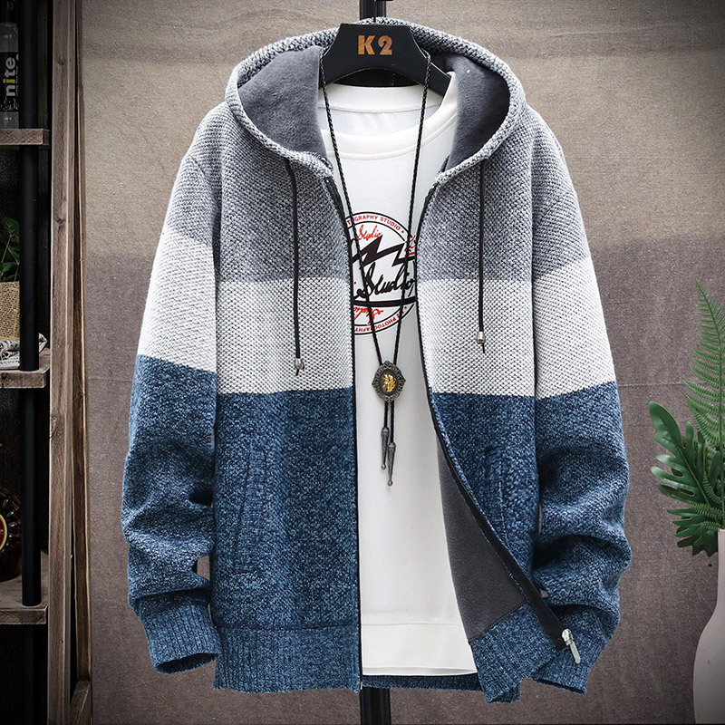Color blocked hooded casual loose jacket拼色连帽休闲宽松外套