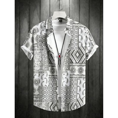 Digital printed single breasted cardigan数码印花单排扣开衫男