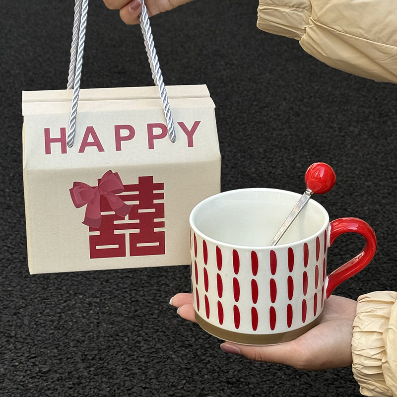 喜庆杯子小众复古陶瓷马