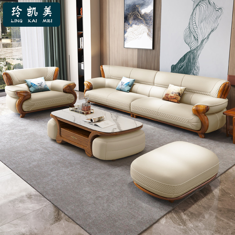 乌金木真皮沙发简约轻奢家具