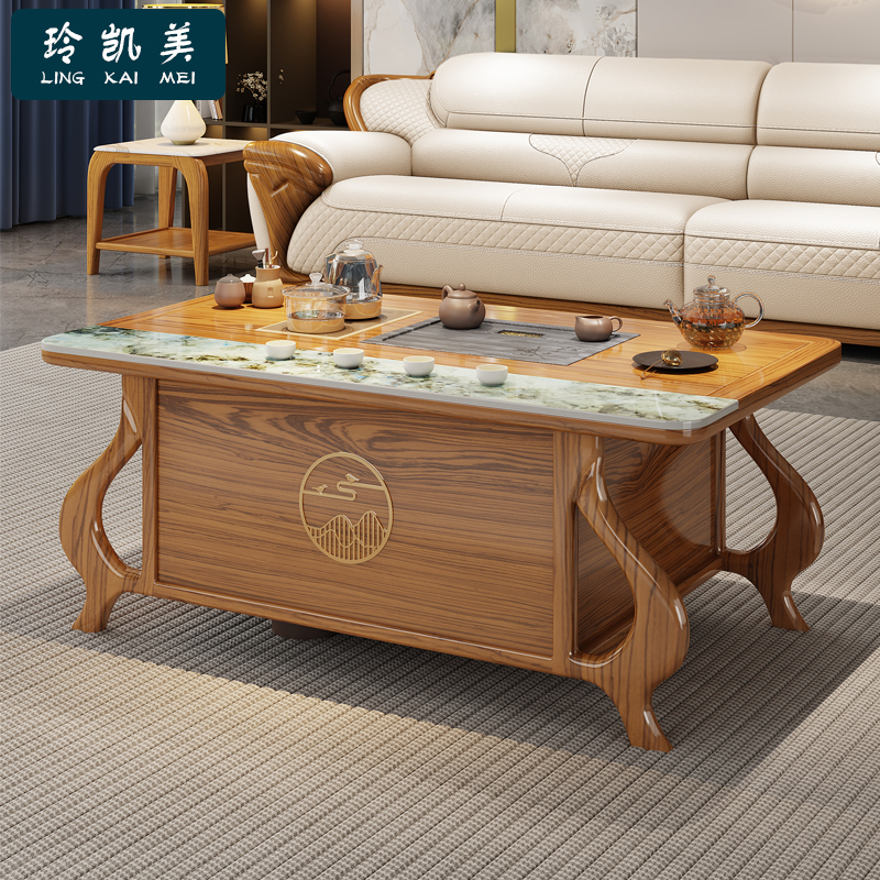 乌金木功夫茶桌轻奢现代茶几一体家用阳台小茶台茶具套装组合家具