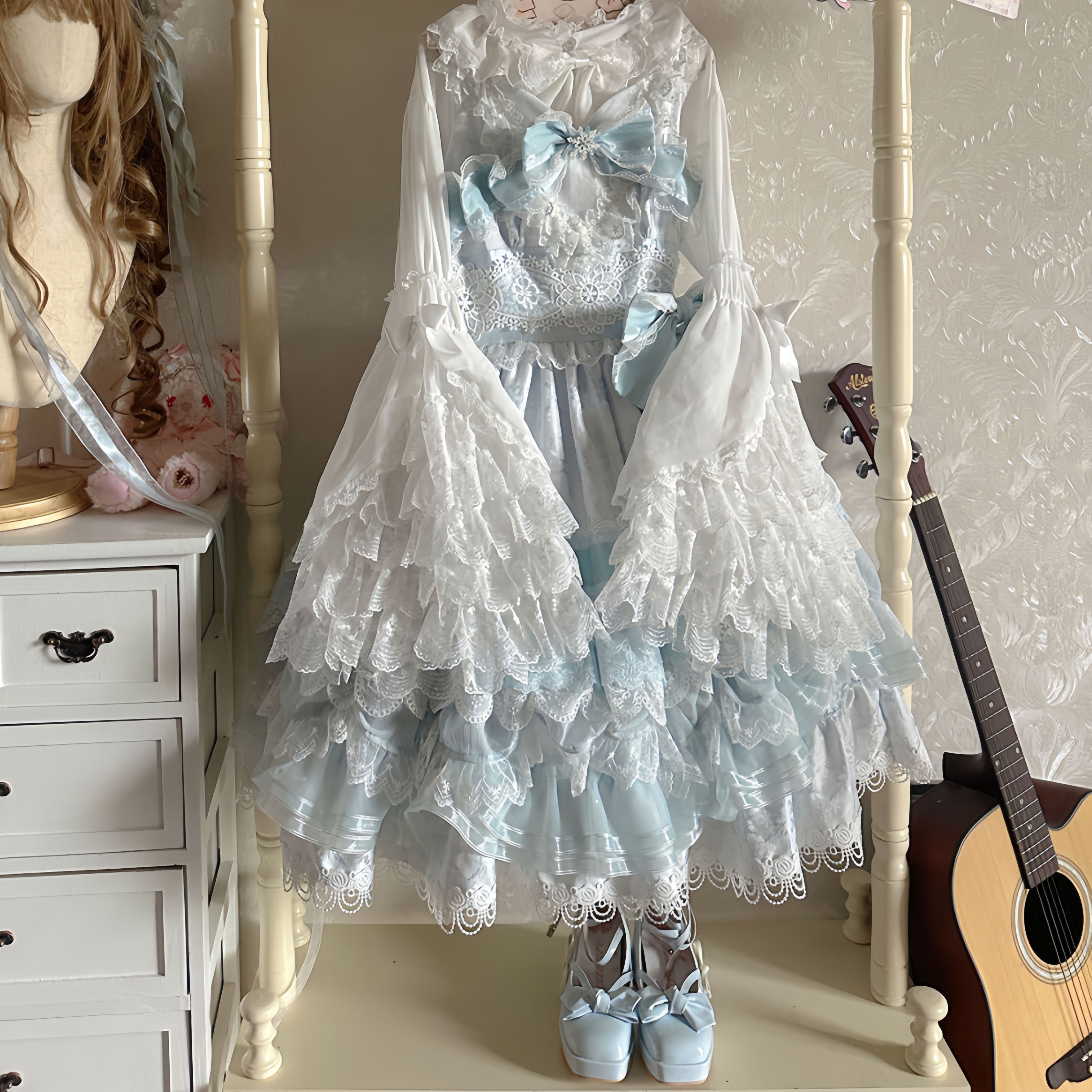甜美Lolita华丽姬袖蕾丝内搭衬衫