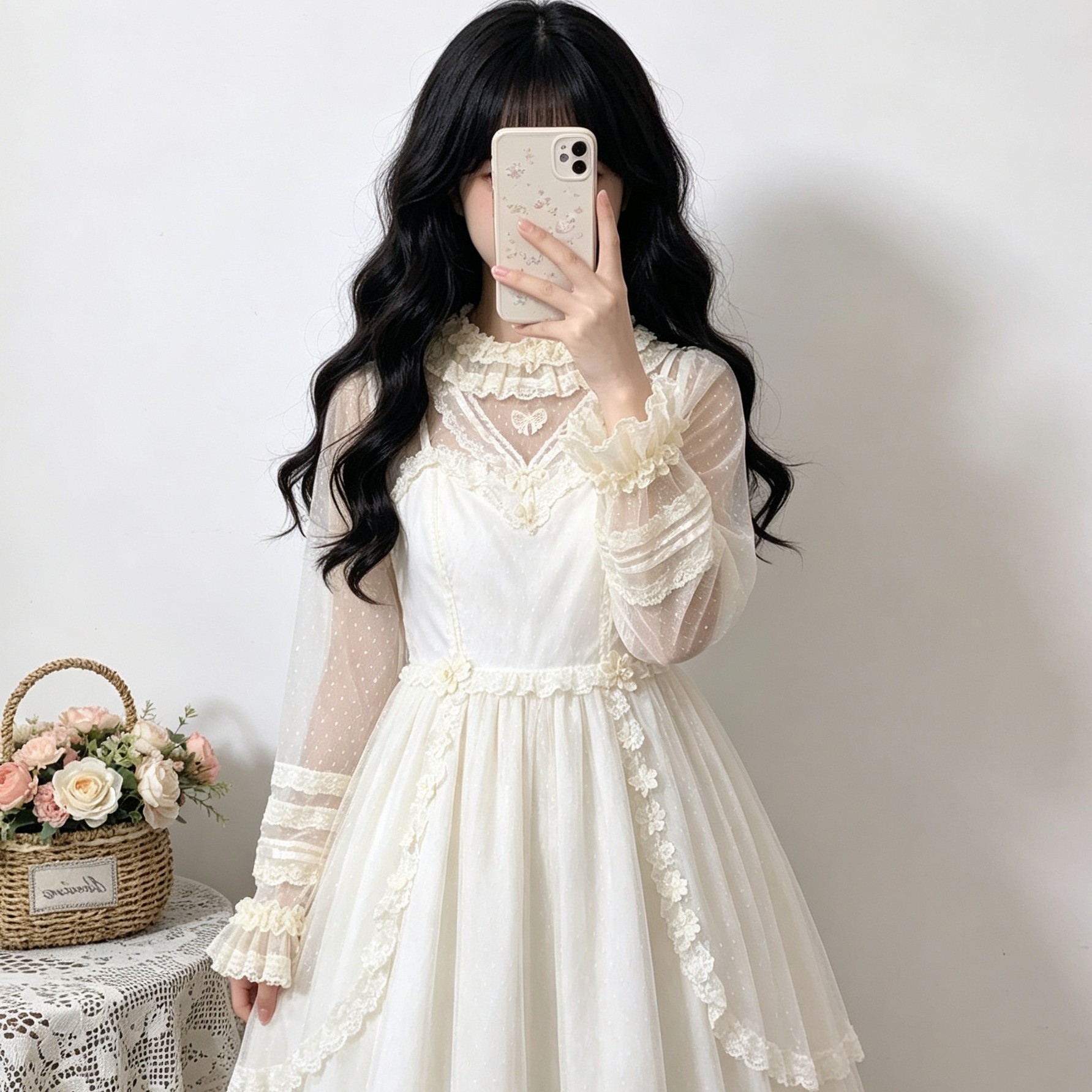 Lolita打底衫长袖薄纱优雅内搭夏图片
