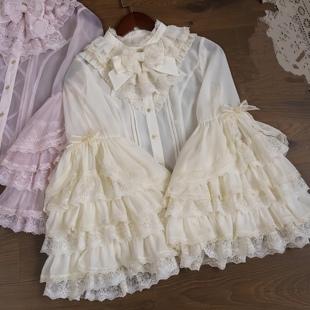 Lolita姬袖内搭衬衫蕾丝doll感花边长袖衬衣可爱百搭洛丽塔上衣