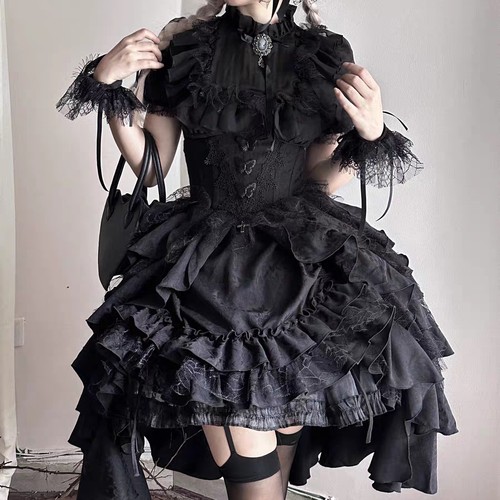 雾隐庄园哥特风lolita衬衫提拉裙