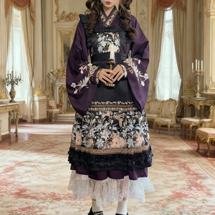 汉洋折衷Lolita套装紫色大明少女春夏日常琵琶袖交领马面裙汉服秋
