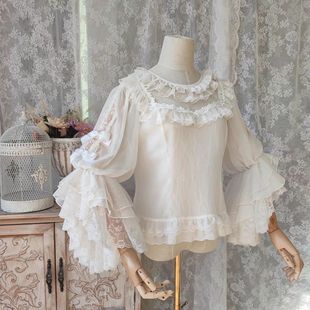 jsk内搭上衣 Lolita内搭洋装 可爱甜美蕾丝doll感姬袖 衬衫 长袖
