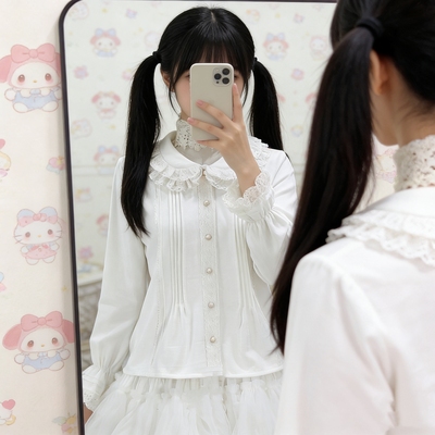 Lolita衬衫古早娃娃领加绒内搭女