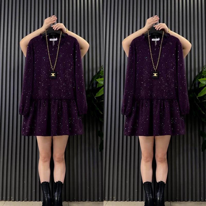 胖妹妹圆领韩版打底大衫冬季2025大码女装中长款中长款T恤遮肉潮