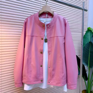 宽松遮肉夹克开衫 外套百搭长袖 高级感潮 PU大码 胖妹妹2026春秋时尚