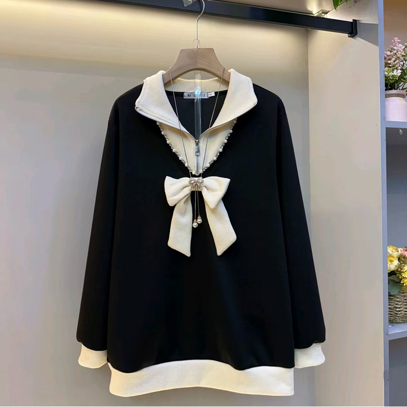 大码胖妹妹减龄假两件打底衬衫长袖高级感显瘦上衣遮肉遮肚子小衫