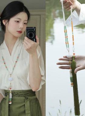 汉服璎珞背云长流苏吊坠项链新中