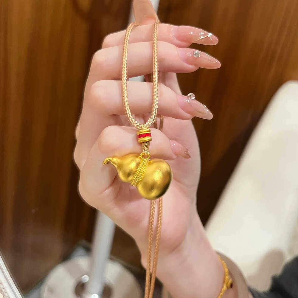 古法黄金色大葫芦吊坠新中式