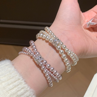 法式仿珍珠手链轻奢小众精致手串叠戴巨好看的手链女款手绳手饰品