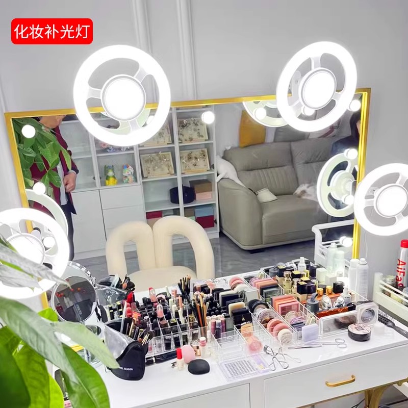 直播化妆镜灯led环形工作灯E27螺口灯泡万向灯头摄影新娘补光灯座