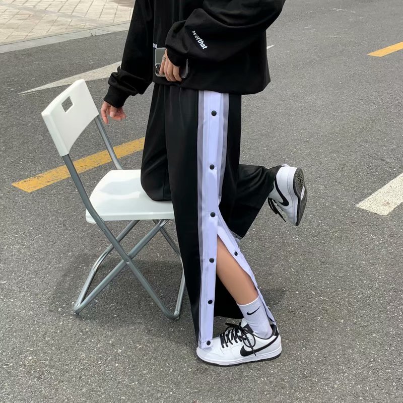 排扣裤篮球直筒男美式