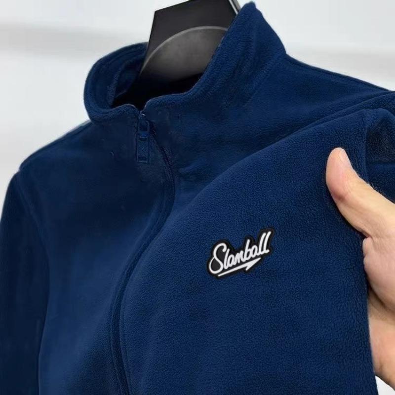 SLAMBALL秋冬新款运动跑步摇粒绒立领套头衫男拉链热身服训练上衣