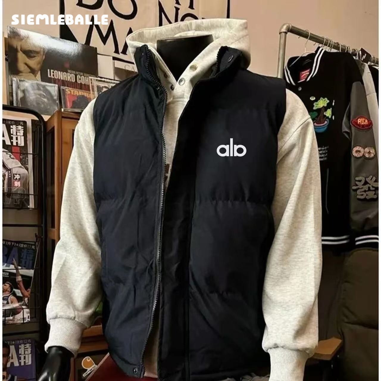 藏青色马甲棉服秋冬款男女同款加厚保暖潮流潮牌韩版外套坎肩