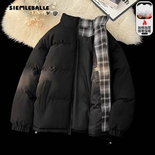 冬季 棉衣男女高级感格子拼接棉服加厚保暖宽松面包服棉袄情侣外套