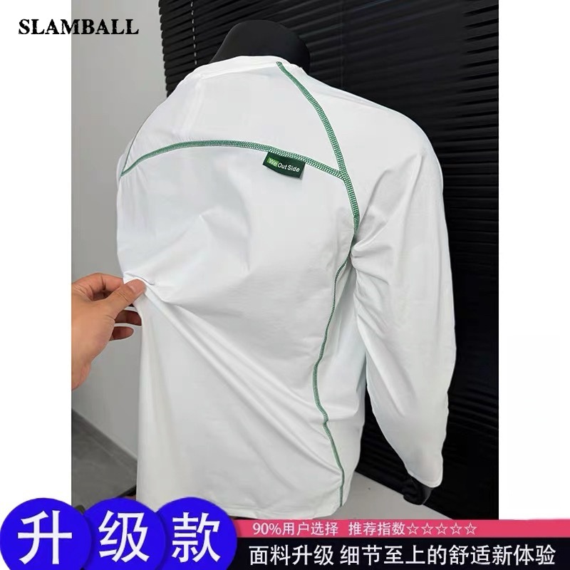 彩色哈苏线长袖t恤男女2025秋冬运动骑行服户外休闲插肩袖上衣服