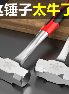 德力西电气一体锤子工地砸墙大锤减震柄八角锤榔头实心铁锤八磅锤