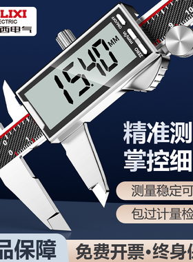 德力西电气电子游标卡尺高精度数显家用小型文玩珠宝深度油标卡尺