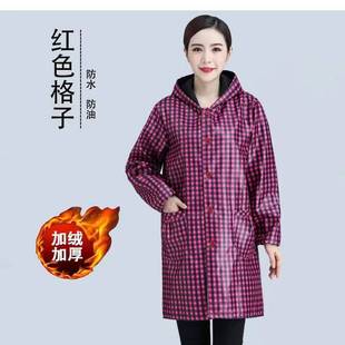 防油污罩衣加绒迷彩薄开衫 加肥保暖防雨衣加厚护衣 加棉外衣加长款