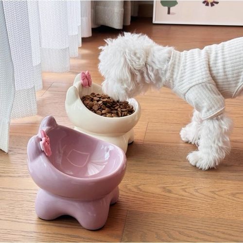 宠物碗高脚狗盆狗碗猫碗猫食盆陶瓷防打翻慢食碗护颈猫碗增高架