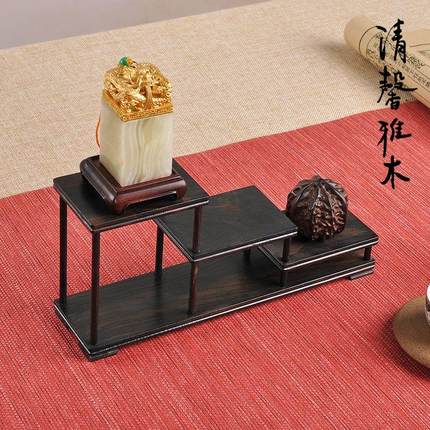 实木紫光檀微型博古架功夫茶具置物架茶壶茶杯玉器古董收纳摆件展