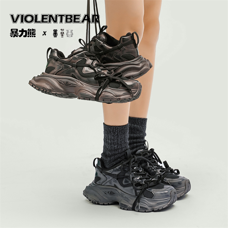 暴力熊户外增高老爹鞋时尚女鞋鞋子厚底灰色男鞋情侣运动休闲鞋