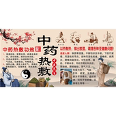 中药热敷海报中医养生馆装 饰挂图泥灸艾灸肩颈热敷挂图自粘贴画