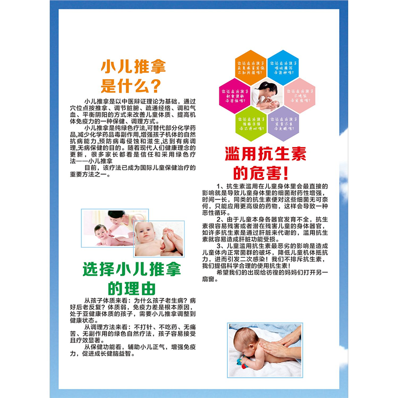 小儿推拿是什么滥用抗生素的危害选择小儿推拿的理由海报展板墙贴