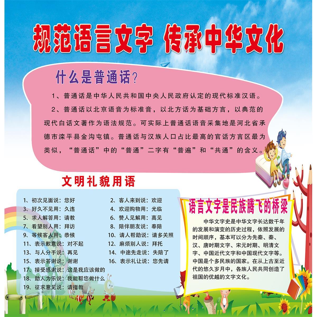 宣传语言文字规范化海报普通话意义海报展板校园装饰画挂画