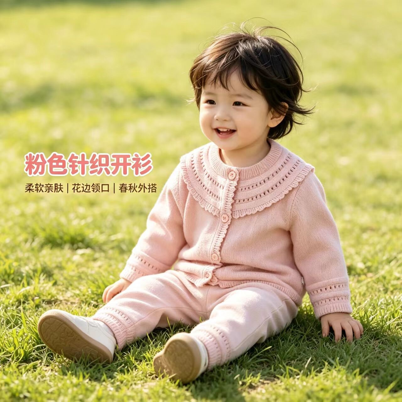 婴儿毛衣春秋外套毛线衣女宝宝洋气针织上衣短装开衫婴儿外套