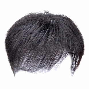 男士假发补发真人发丝短发直发无痕隐形脱发增发盖白发刘海补发片