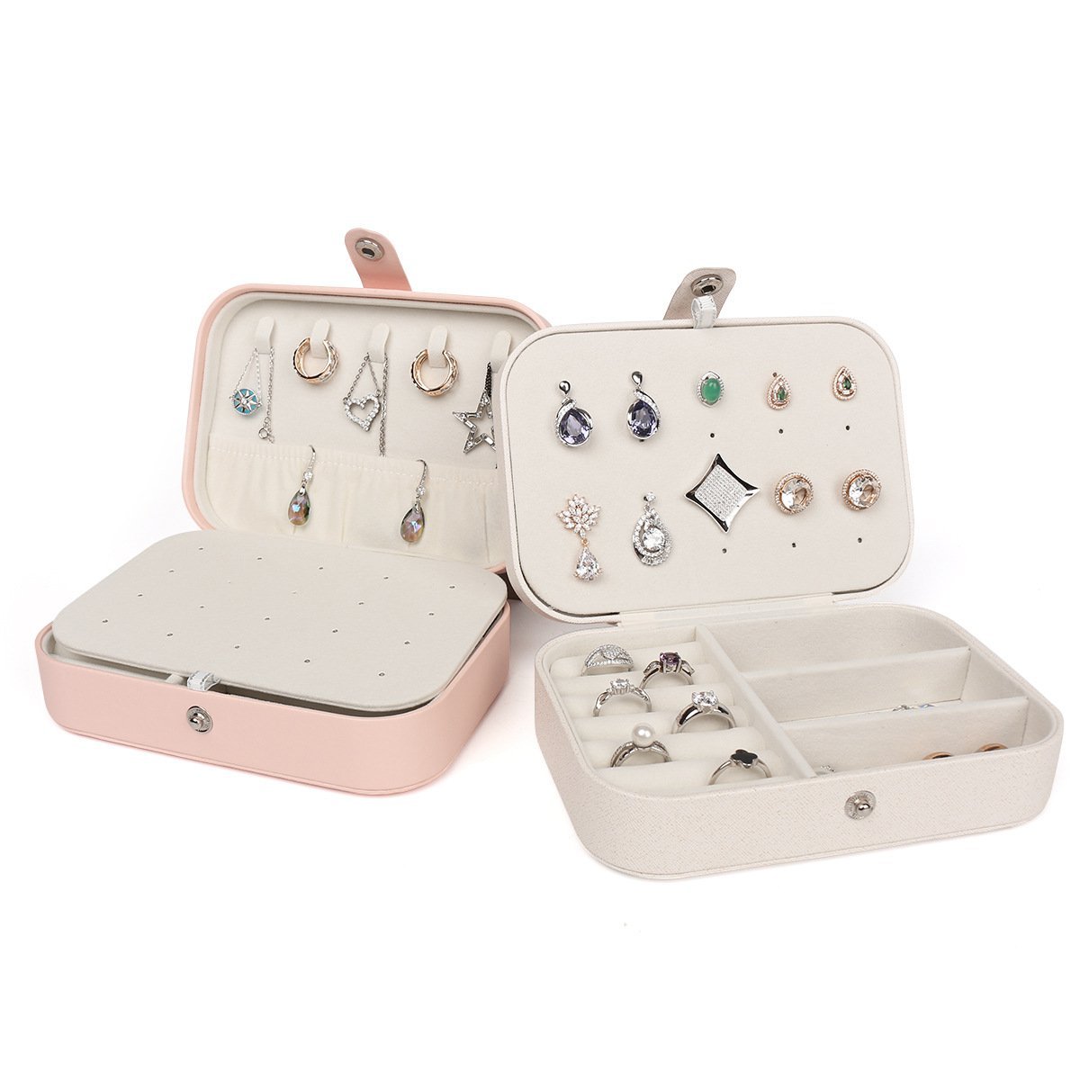 PU收纳盒首饰盒首饰创意便携戒指耳钉耳环盒子饰品旅行收纳盒
