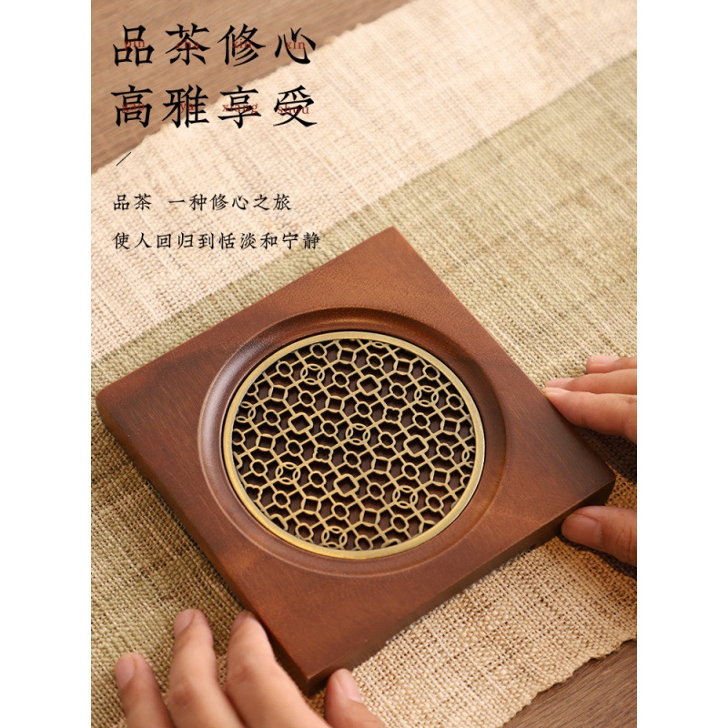 实木原木质茶壶垫托底座托紫砂养壶方形仿古茶具壶隔热壶承壶垫子
