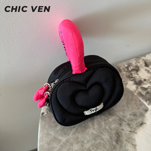 设计手提包尼龙布单肩斜挎包 时尚 CHIC VEN可爱便携化妆包2024新款