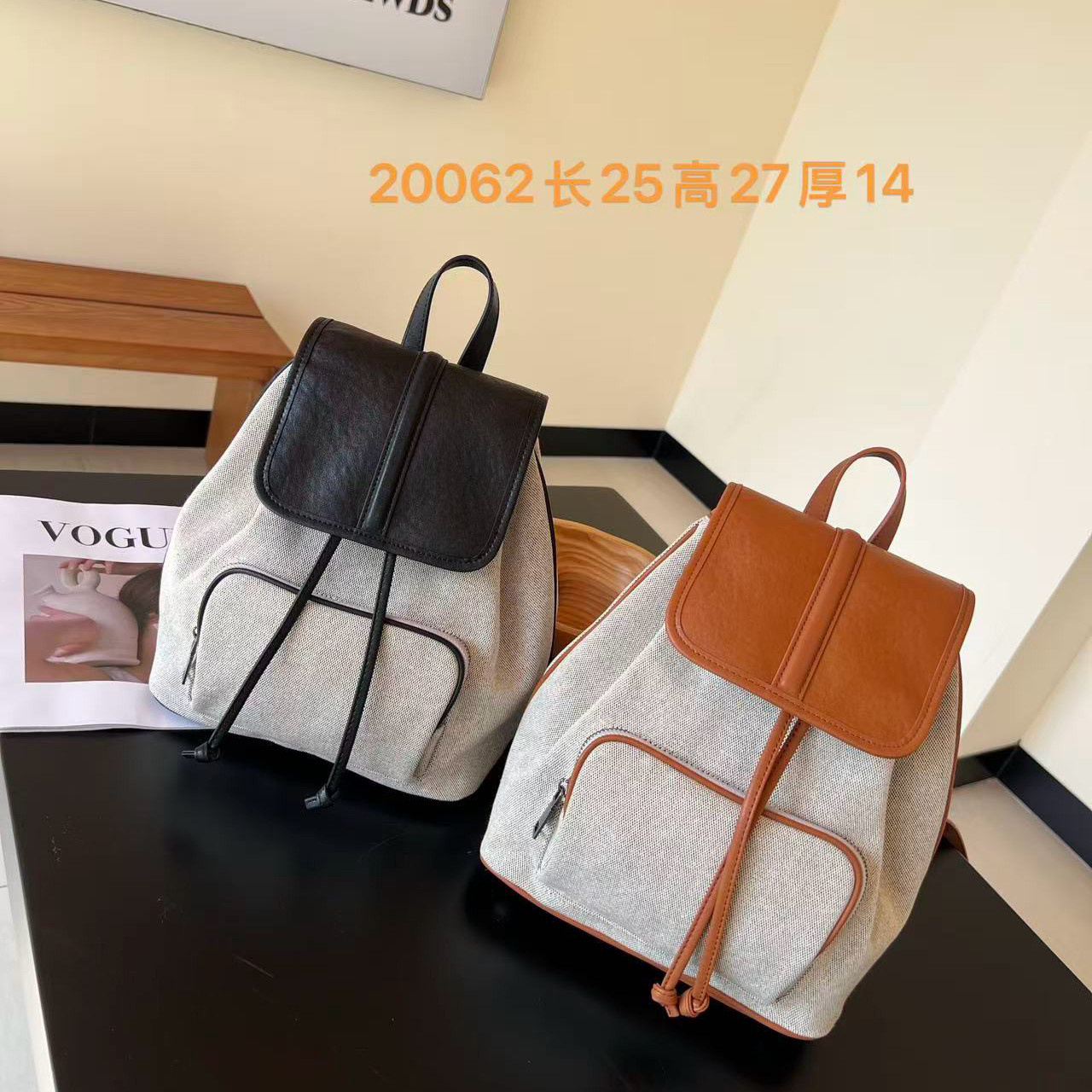 2026新款小众设计拼接帆布女包简约百搭包斜挎包轻奢双肩包书包