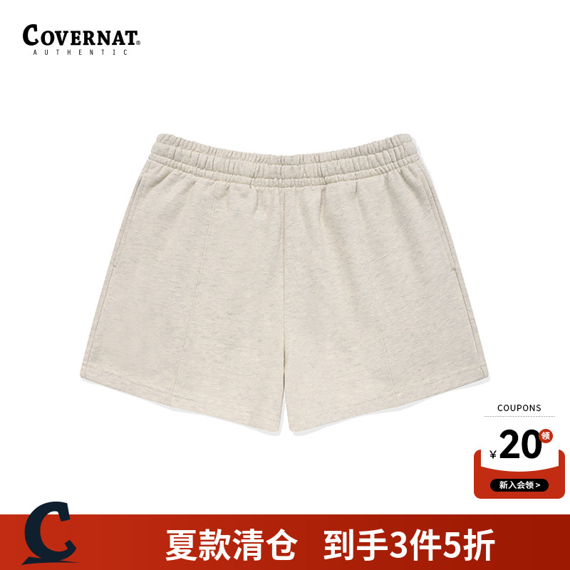 covernat韩国潮牌女士纯棉口袋宽松透气运动短裤春夏显瘦修身短款
