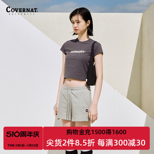 百搭短袖 Covernat夏季 新品 露脐四叶草素描T恤休闲时尚 T恤女